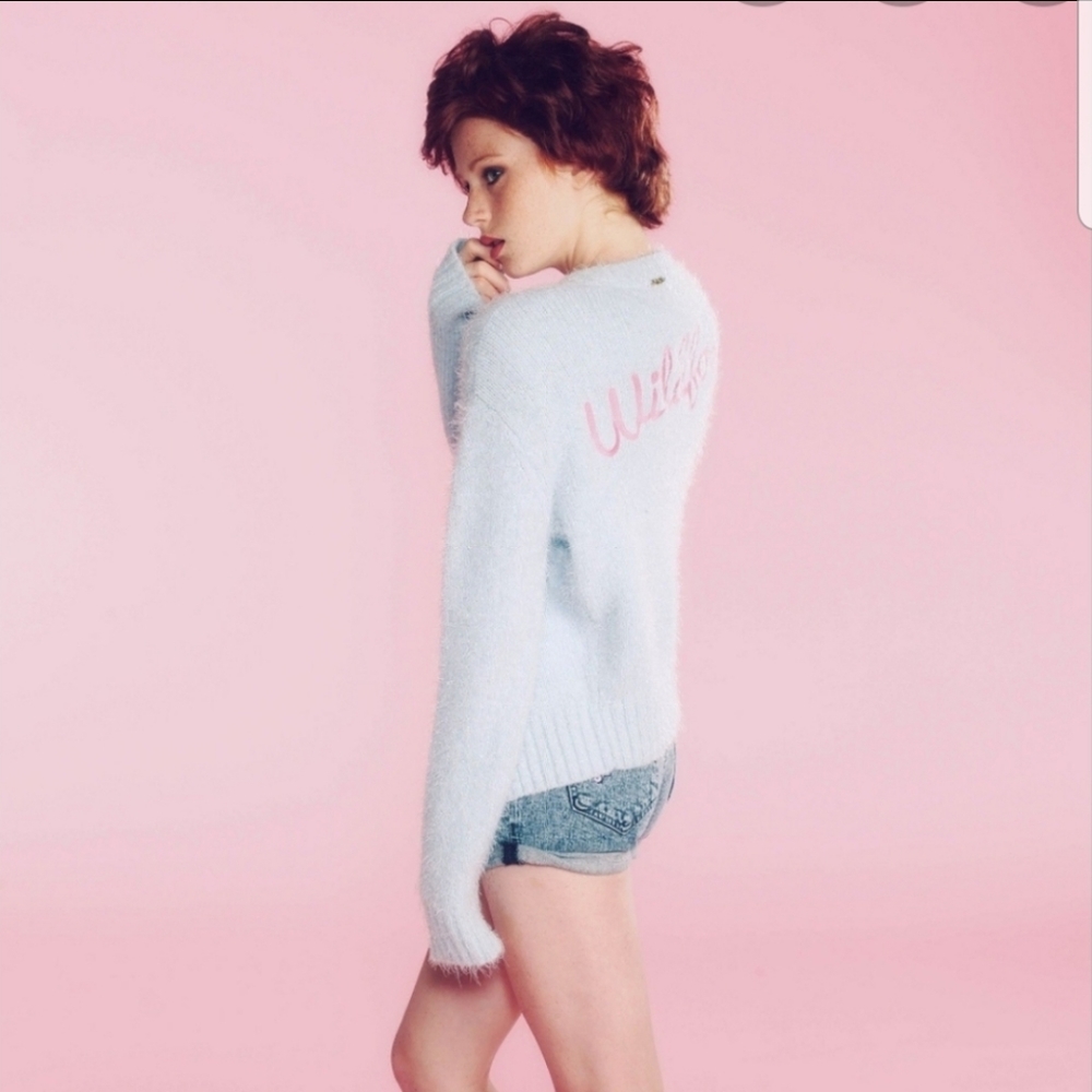 Wildfox Fun Fox Baby Blue Embroidered Cardigan M - Picture 3 of 8